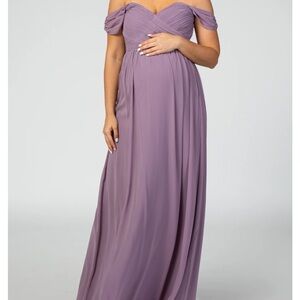 Elegant Lavender Off-Shoulder Women's Dress Maternity